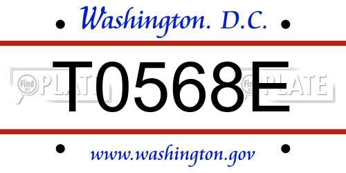 T0568E District Of Columbia License Plate