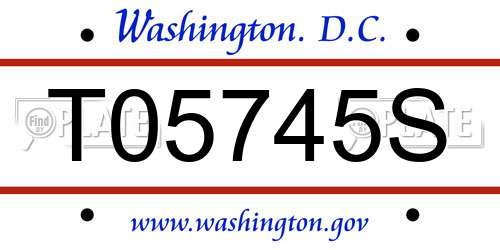 T05745S District Of Columbia License Plate