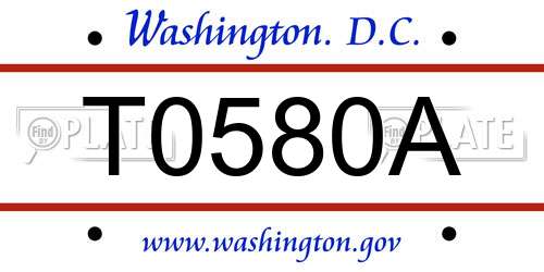 T0580A District Of Columbia License Plate