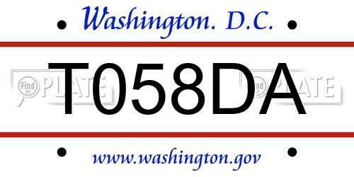 T058DA District Of Columbia License Plate