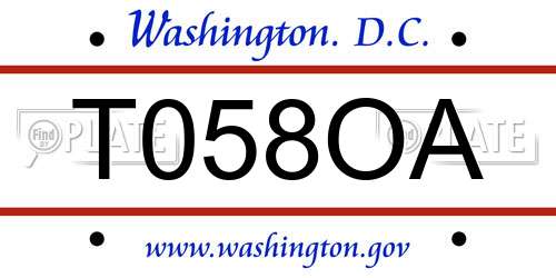 T058OA District Of Columbia License Plate