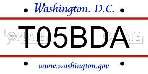 T05BDA District Of Columbia License Plate