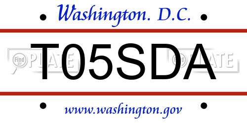 T05SDA District Of Columbia License Plate