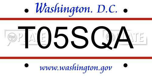 T05SQA District Of Columbia License Plate
