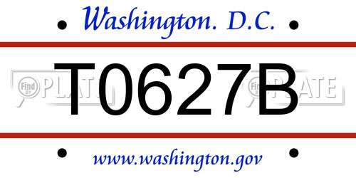 T0627B District Of Columbia License Plate