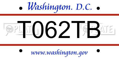 T062TB District Of Columbia License Plate