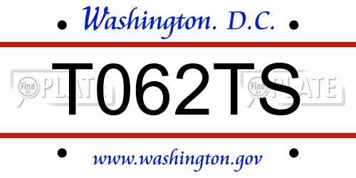 T062TS District Of Columbia License Plate