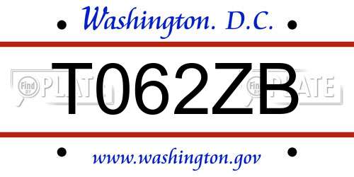 T062ZB District Of Columbia License Plate
