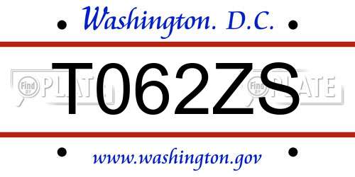 T062ZS District Of Columbia License Plate