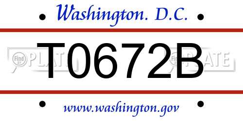 T0672B District Of Columbia License Plate