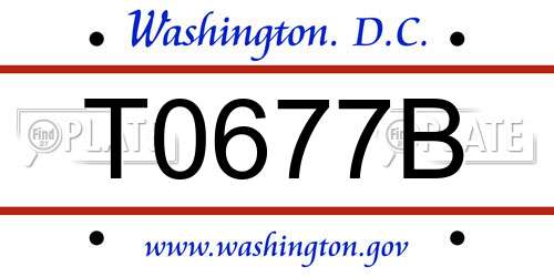 T0677B District Of Columbia License Plate