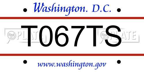 T067TS District Of Columbia License Plate