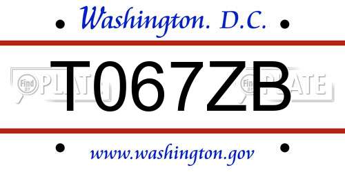 T067ZB District Of Columbia License Plate