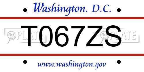 T067ZS District Of Columbia License Plate
