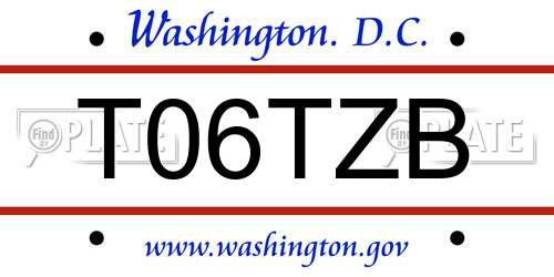T06TZB District Of Columbia License Plate