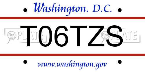 T06TZS District Of Columbia License Plate