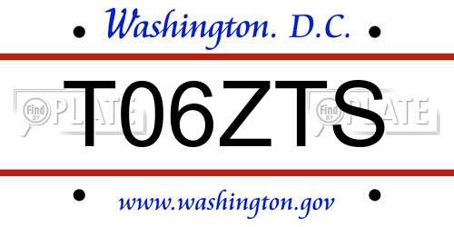 T06ZTS District Of Columbia License Plate