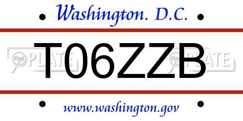 T06ZZB District Of Columbia License Plate