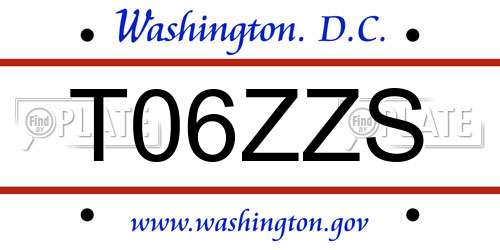 T06ZZS District Of Columbia License Plate