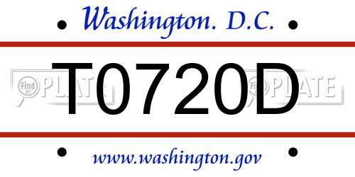 T0720D District Of Columbia License Plate