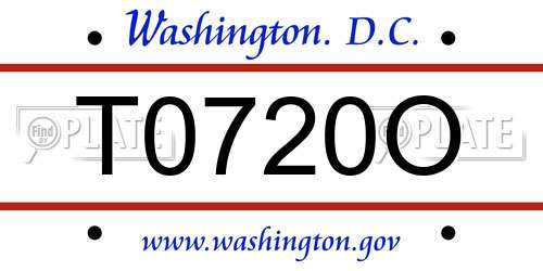 T0720O District Of Columbia License Plate