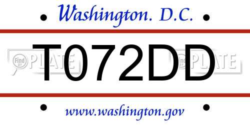 T072DD District Of Columbia License Plate
