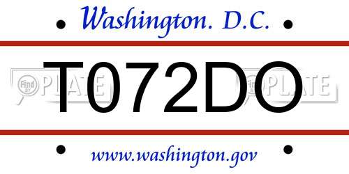 T072DO District Of Columbia License Plate