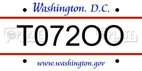 T072OO District Of Columbia License Plate