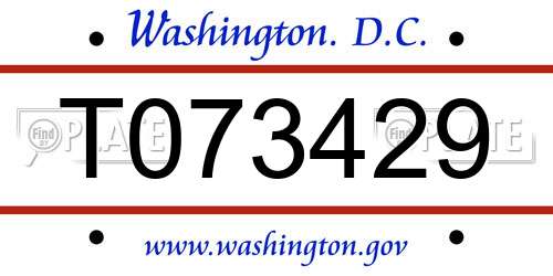 T073429 District Of Columbia License Plate