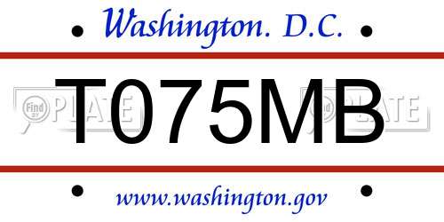 T075MB District Of Columbia License Plate