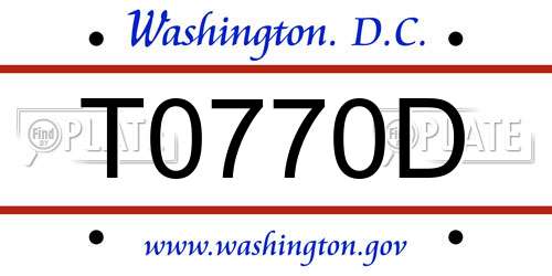 T0770D District Of Columbia License Plate