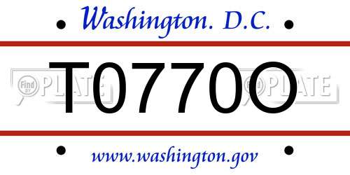 T0770O District Of Columbia License Plate