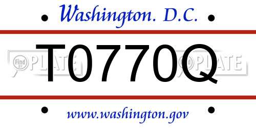T0770Q District Of Columbia License Plate