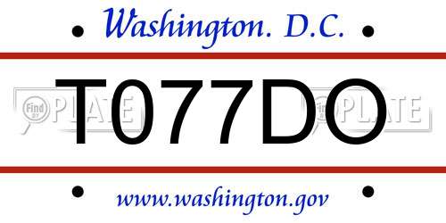 T077DO District Of Columbia License Plate