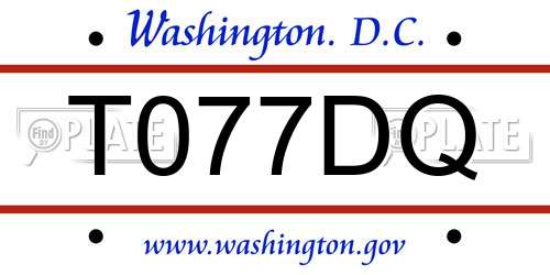 T077DQ District Of Columbia License Plate