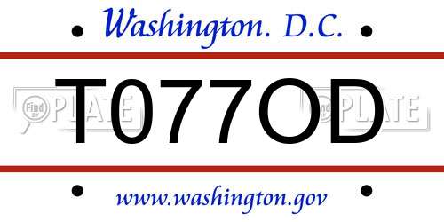 T077OD District Of Columbia License Plate
