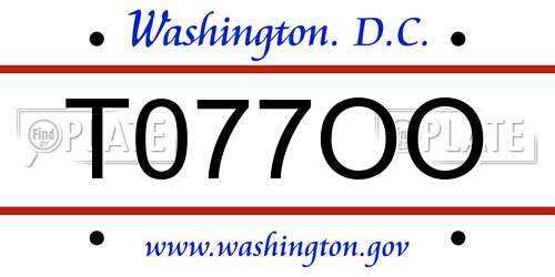 T077OO District Of Columbia License Plate