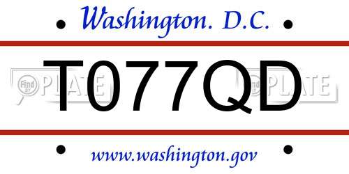 T077QD District Of Columbia License Plate