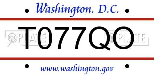 T077QO District Of Columbia License Plate
