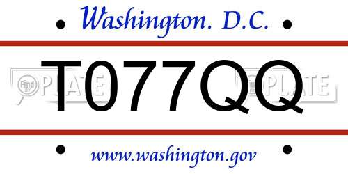 T077QQ District Of Columbia License Plate