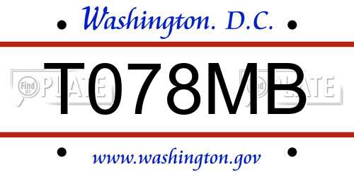 T078MB District Of Columbia License Plate