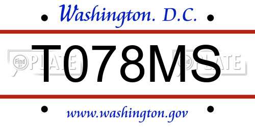 T078MS District Of Columbia License Plate
