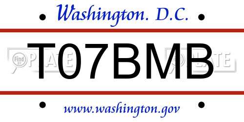 T07BMB District Of Columbia License Plate