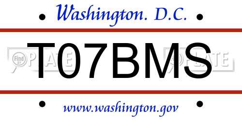 T07BMS District Of Columbia License Plate