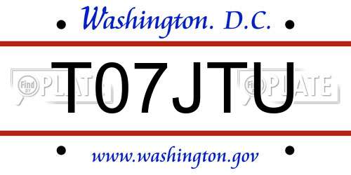 T07JTU District Of Columbia License Plate