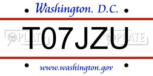 T07JZU District Of Columbia License Plate