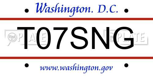 T07SNG District Of Columbia License Plate