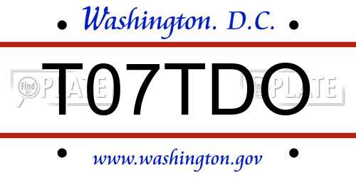 T07TDO District Of Columbia License Plate