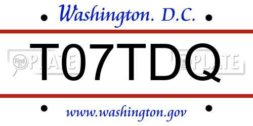 T07TDQ District Of Columbia License Plate