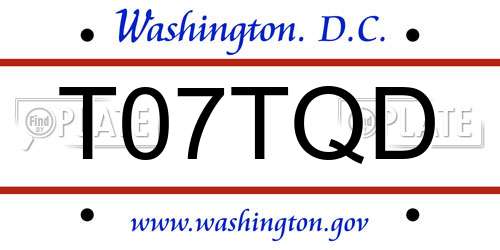 T07TQD District Of Columbia License Plate